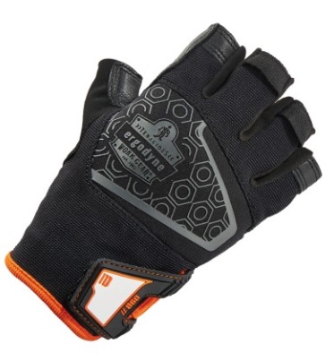 GLOVE LEATHER LIFTING;HALF FINGER BLACK 2XL - General Purpose